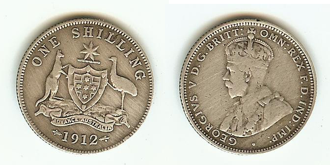 Australian Shilling 1912 aF/F+
